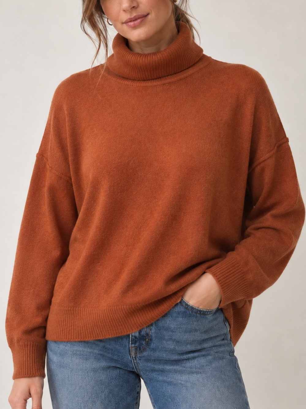 Vince Camuto Oversized Turtleneck Sweater Sierra Rust Cabincore Cozy Fall
